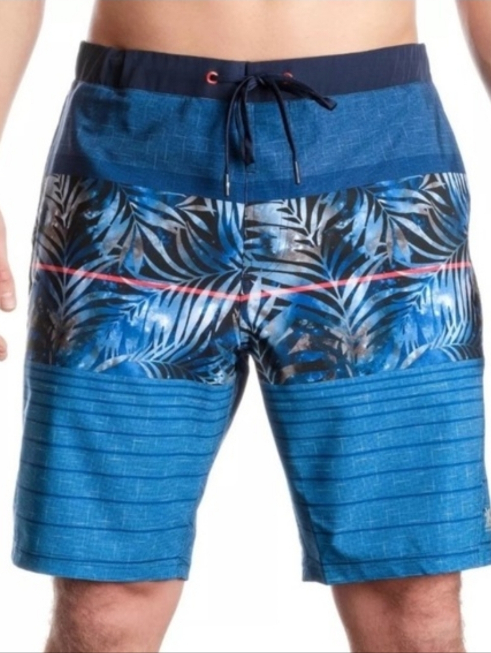 NWT ZeroXposur Mens Swim Trunks Blue Venus Palm Swimsuit Short Comfort Waist XXL